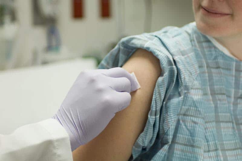 arm getting prepared for vaccine